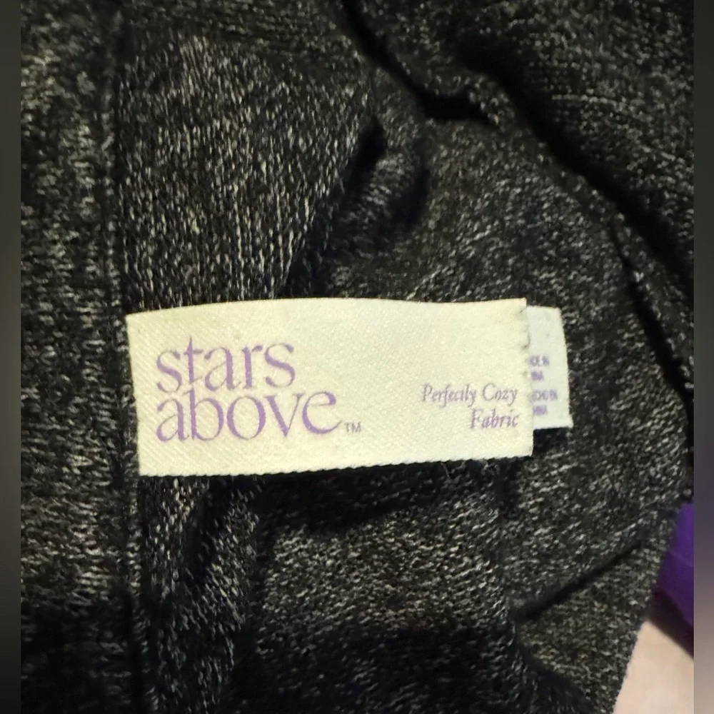 Stars Above Gray Button Up Sleep Shirt Small Cozy Loungewear Pajama Soft